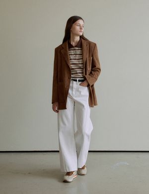 Curved Cotton Pants (Ivory)