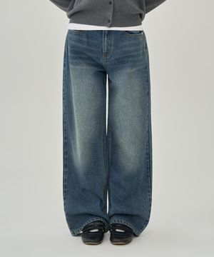 W 애시드 페이드 데님 팬츠 (BLUE)
