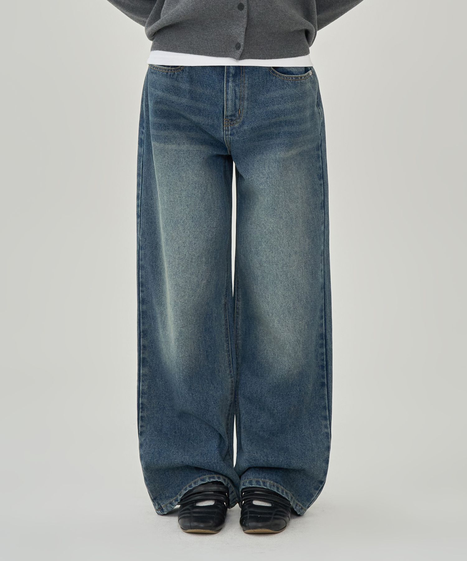 MUSINSA公式 | TOFFEE WOMEN Wエイシッドフェイドデニムパンツ (BLUE)