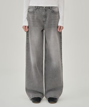 W 애시드 페이드 데님 팬츠 (GREY)