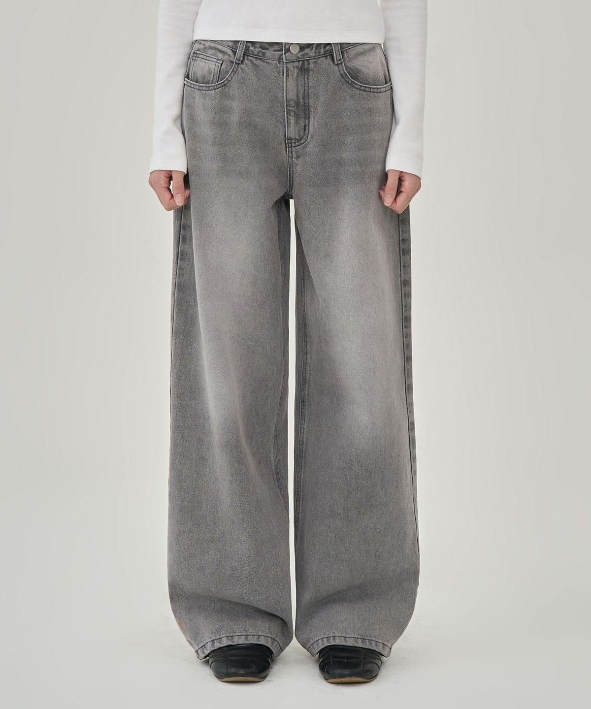 토피 우먼(TOFFEE WOMEN) W 애시드 페이드 데님 팬츠 (GREY)