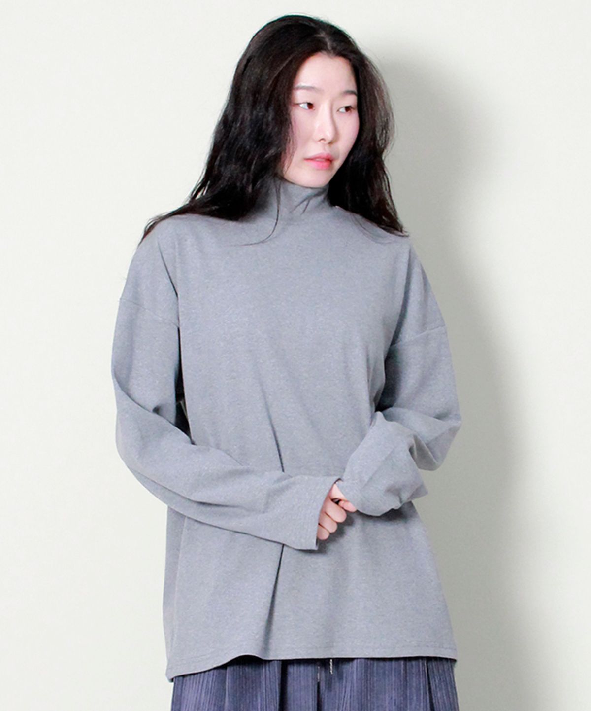 드마크(DEMARC) 모크네크라인 박스핏 티셔츠 그레이