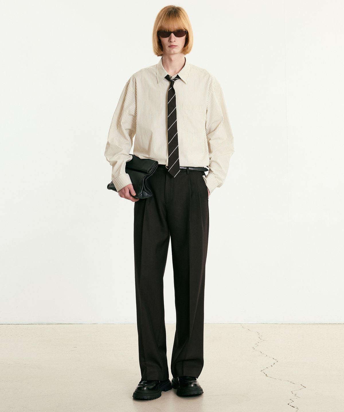 티엔지티(TNGT) Virgin Wool Herringbone Wide Pants (Vintage Brown) TNPA5F104W2