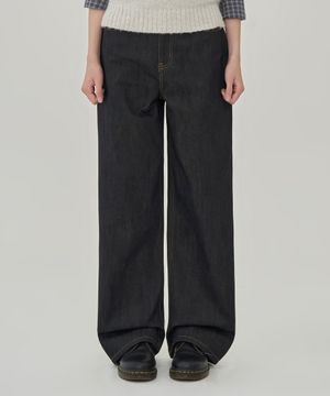 W 데일리 로우 데님 팬츠 (RAW BLACK)