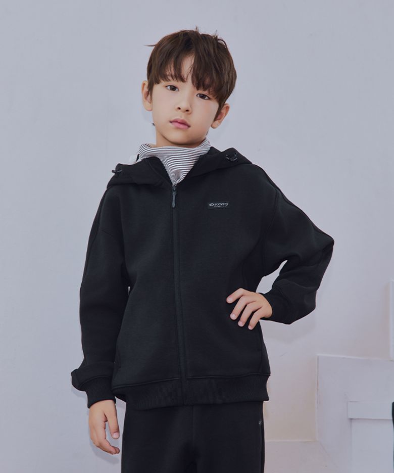 키즈 에센셜 후드 자켓 (BLACK)