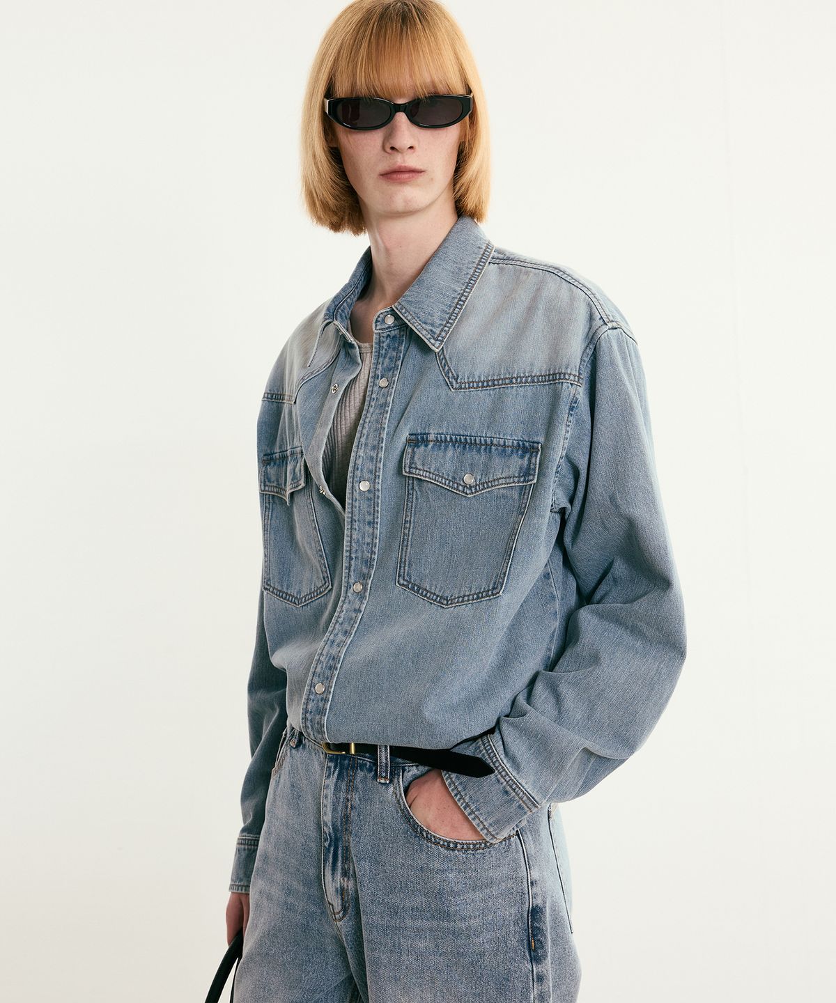 티엔지티(TNGT) Western Denim Shirt (Washed Blue) TNSH5F106B2