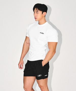 BRNT BACK LOGO MUSCLE FIT T-SHIRTS [WHITE]