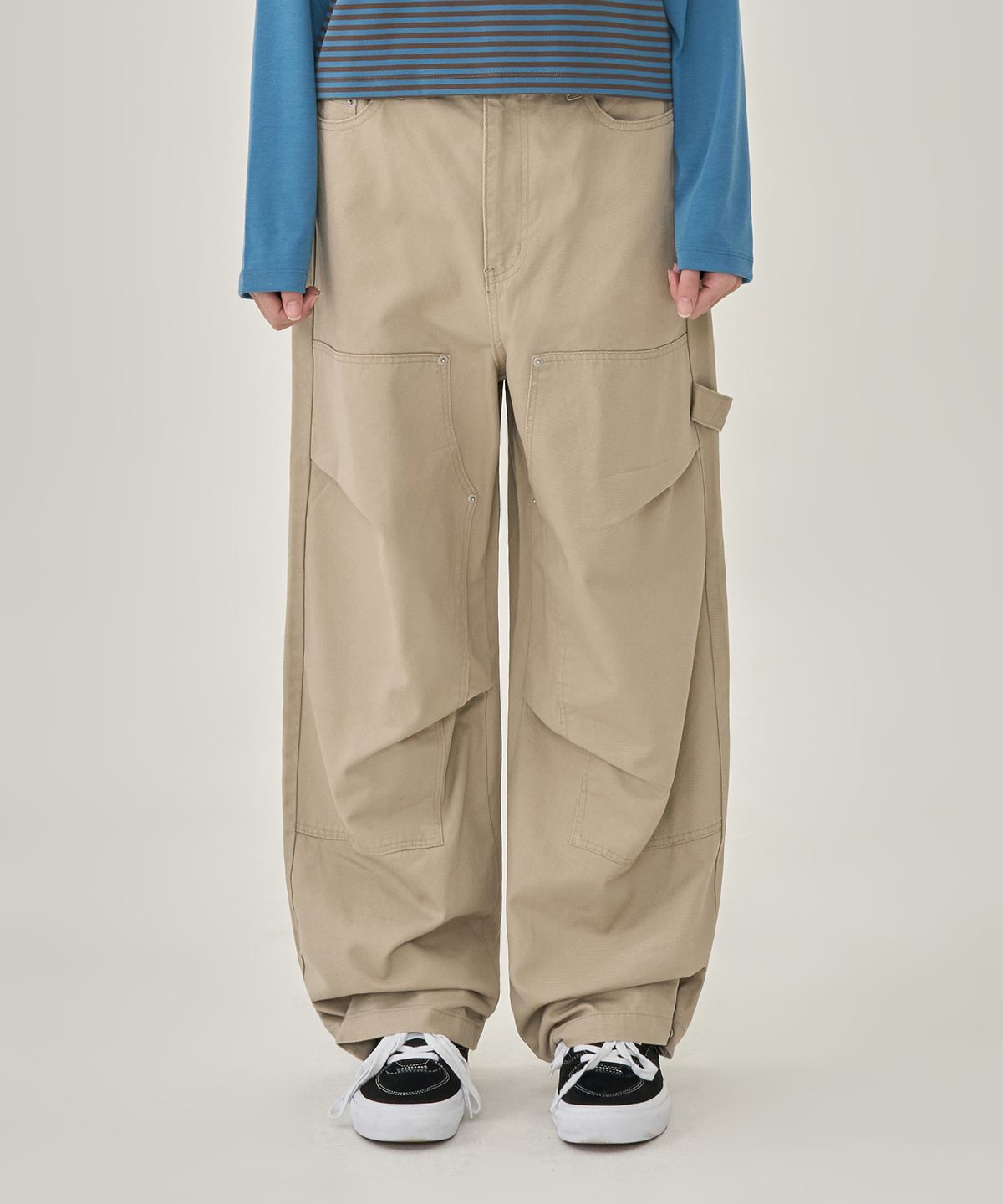 토피 우먼(TOFFEE WOMEN) W 더블니 턱 와이드 팬츠 (BEIGE)