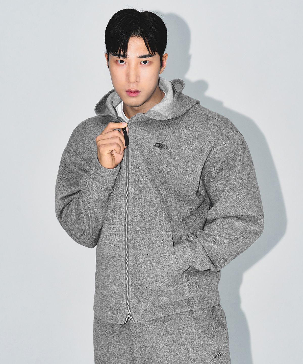 본투윈(BORN TO WIN) KNIT LIKE HOODIE ZIP UP [MELANGE GREY]