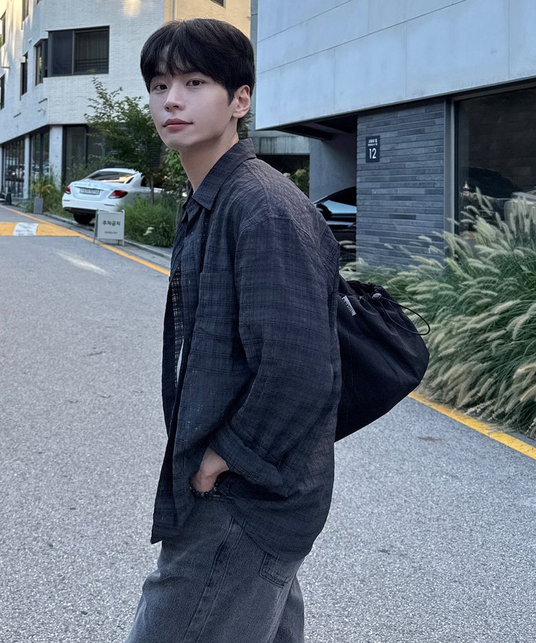 크로셰 체크 오버핏 셔츠