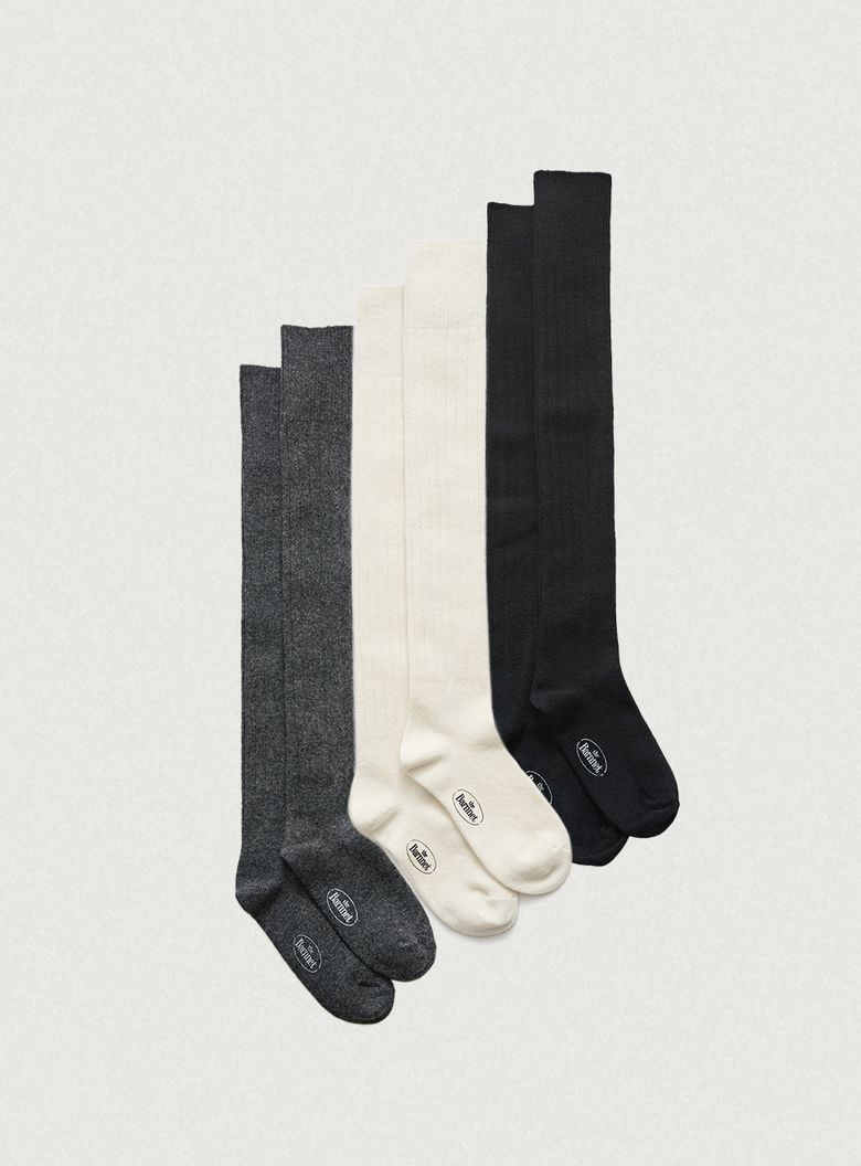 Knee-High Wool Knit Socks_3Color