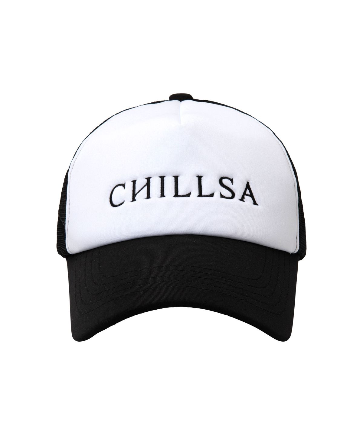 칠사(CHILLSA) Signature Trucker Ball Cap_Black/White