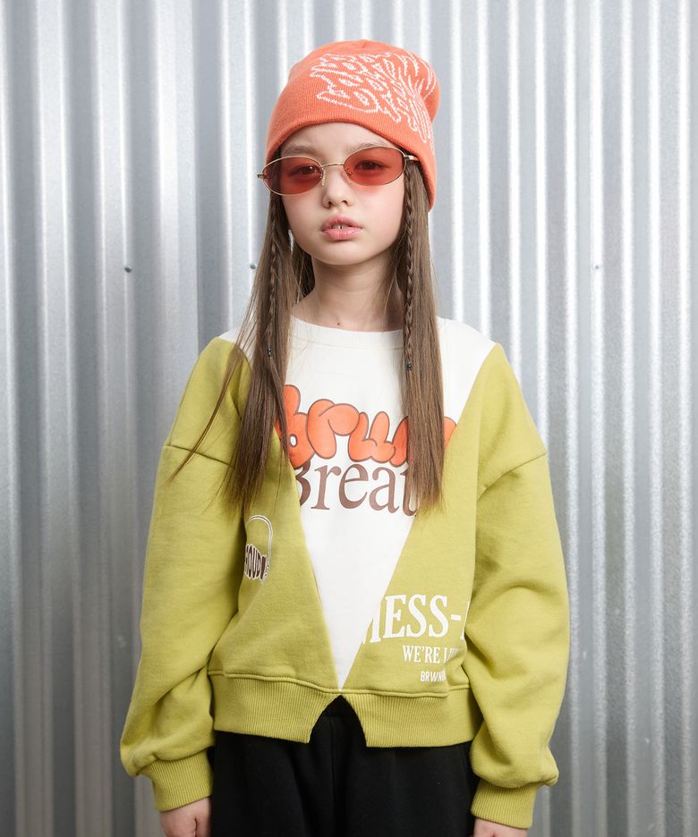 KIDS GIRL V CREWNECK - LIME