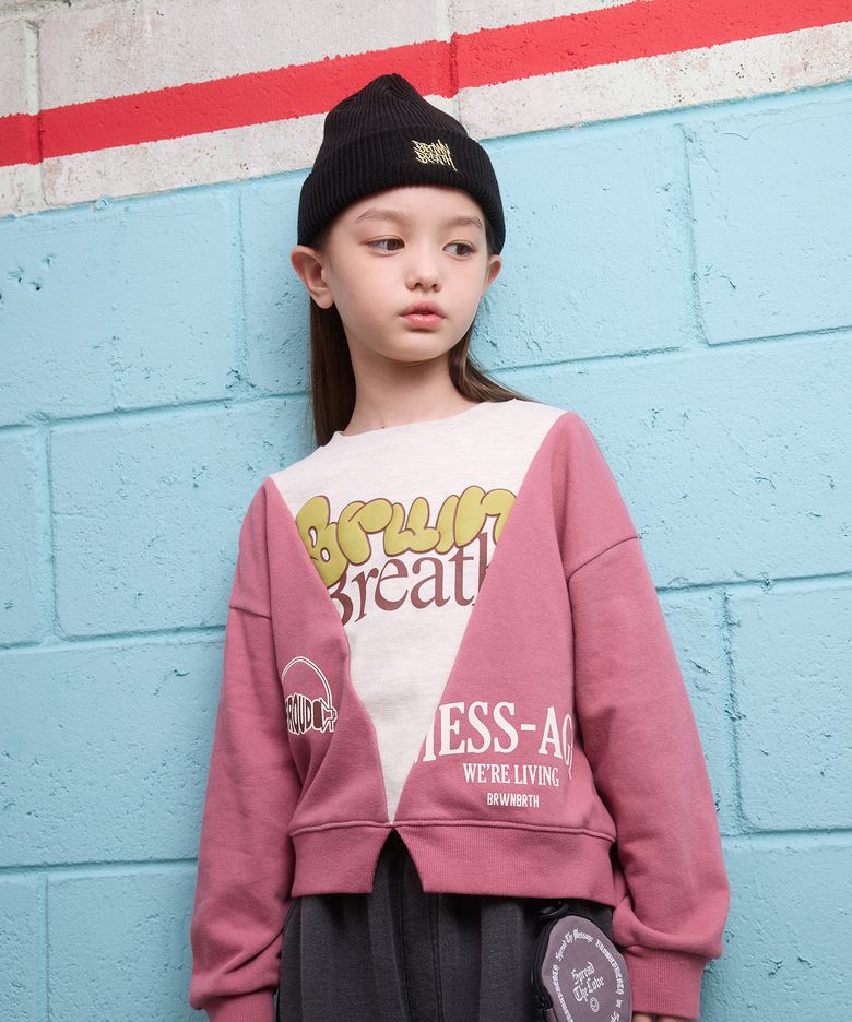 KIDS GIRL V CREWNECK - INDY PINK