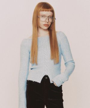 오프숄더 슬림 울 니트