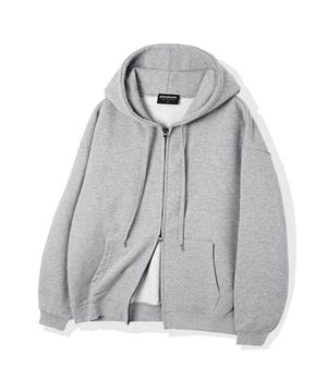 투웨이 빅 오버핏 스웨트 후드 집업 (그레이)