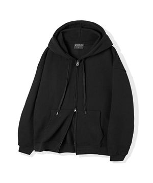 투웨이 빅 오버핏 스웨트 후드 집업 (블랙)