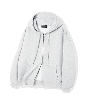 투웨이 빅 오버핏 스웨트 후드 집업 (백멜란지)