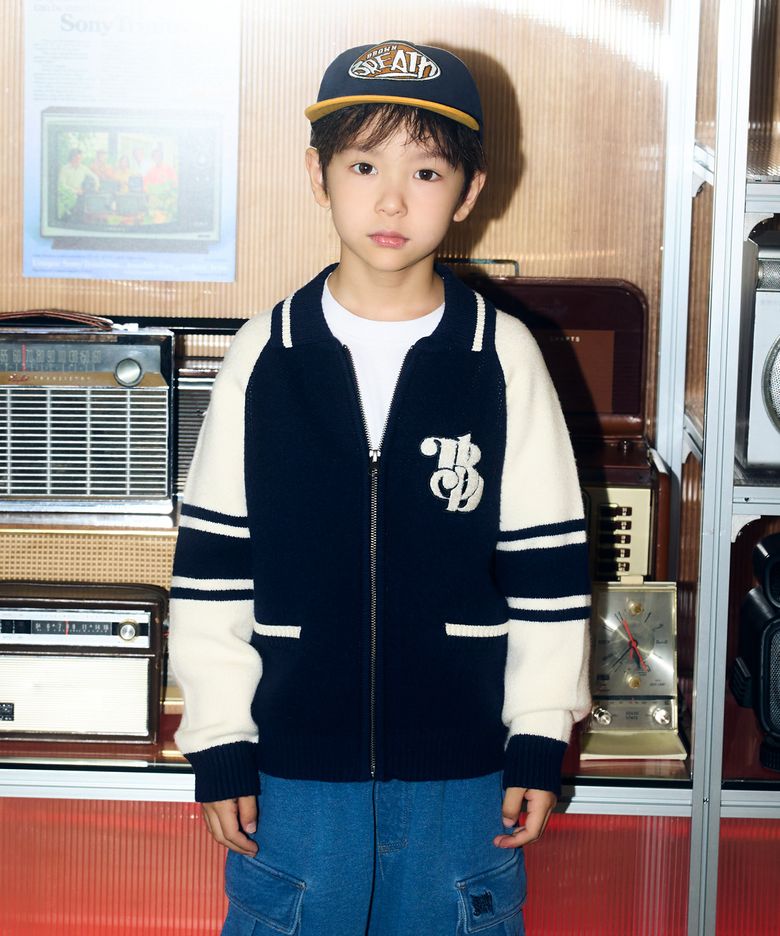 KIDS BASEBALL KNIT ZIP UP - NAVY