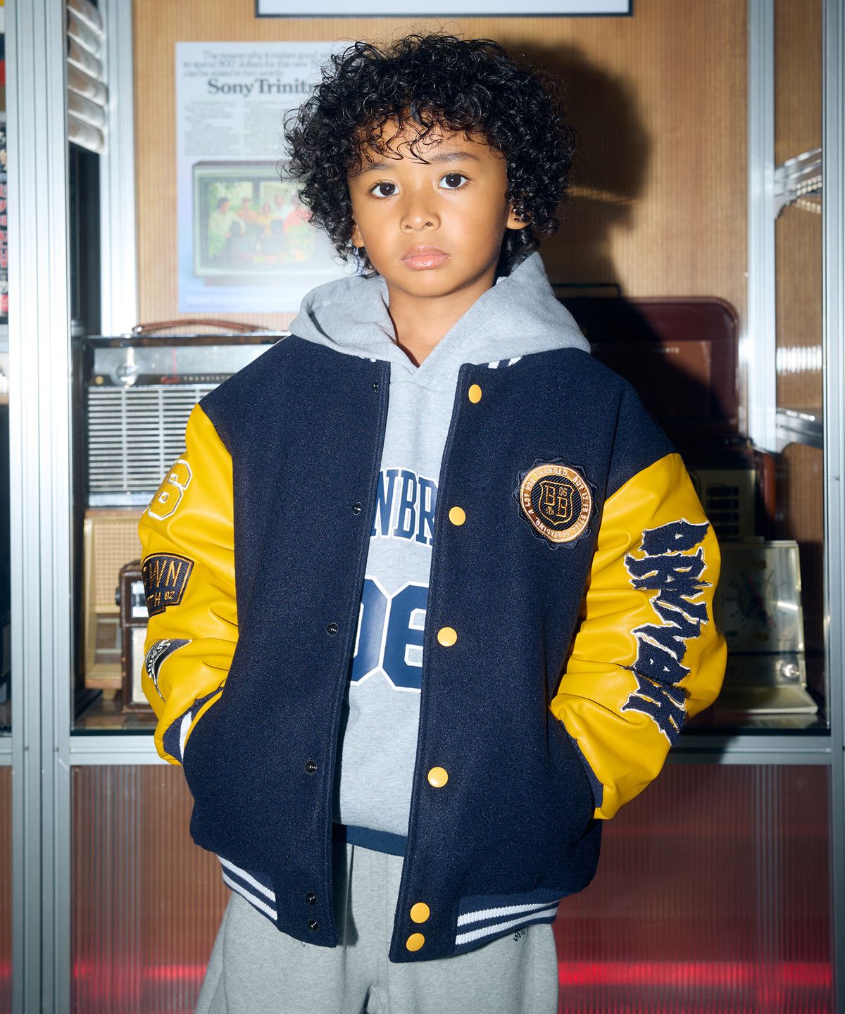 브라운브레스 키즈(BROWNBREATH KIDS) KIDS BB PATCHES VARSITY JACKET - NAVY