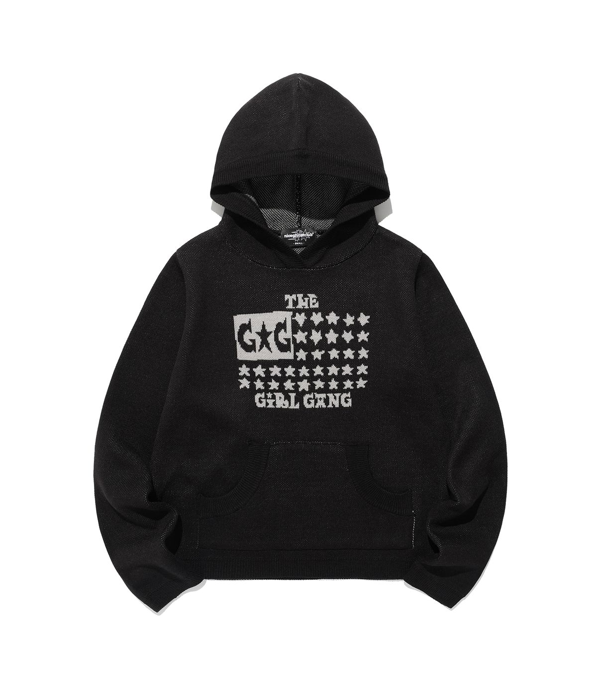 나이스고스트클럽(NICEGHOSTCLUB) GG FLAG HOODIE KNIT_BLACK(NG2FFFK690A)