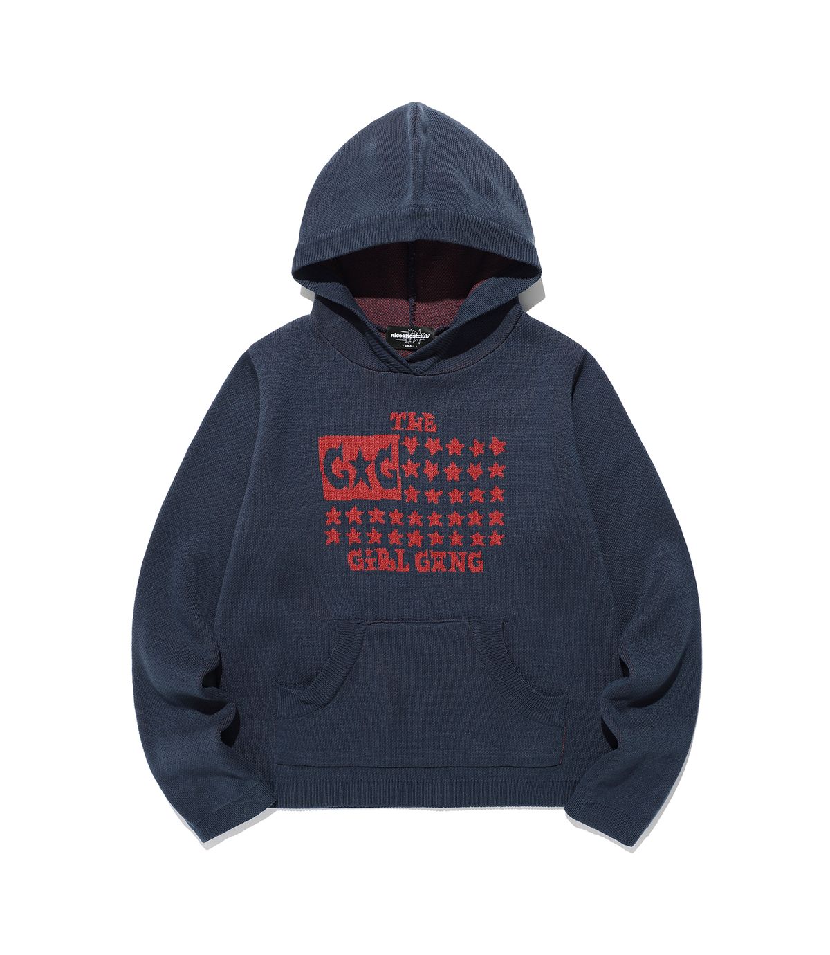 나이스고스트클럽(NICEGHOSTCLUB) GG FLAG HOODIE KNIT_NAVY(NG2FFFK690A)