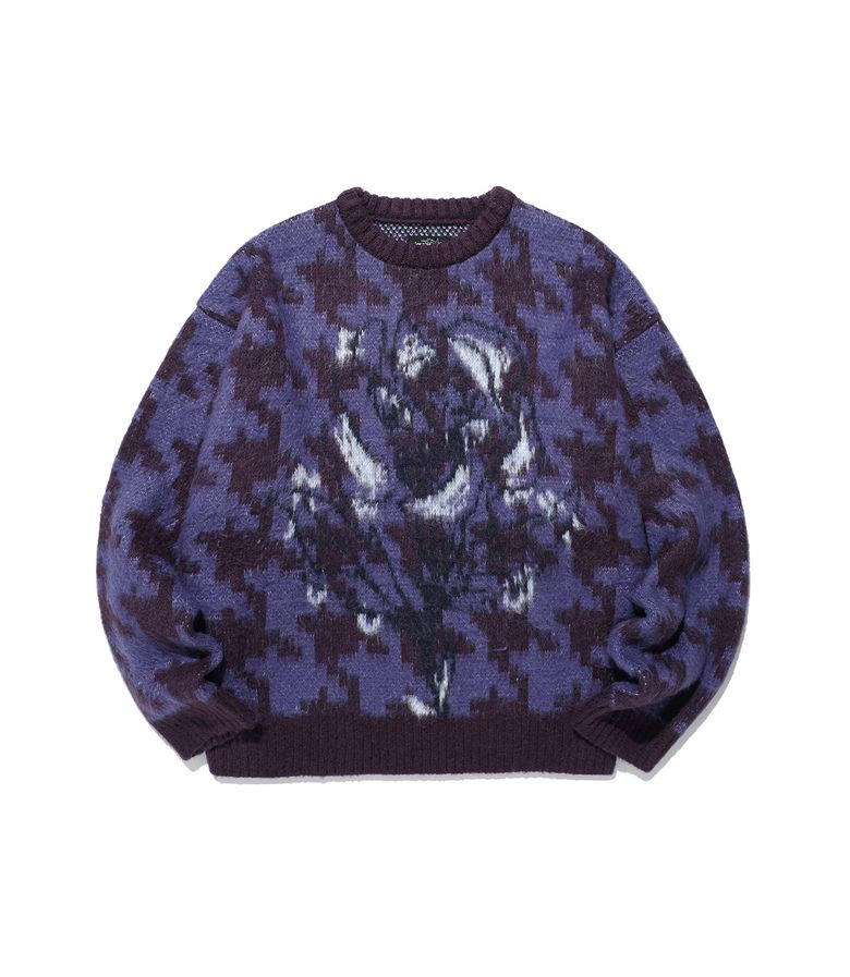 HOUNDSTOOTH DEVIL ROSE KNIT_PURPLE(NG2FFUK600A)