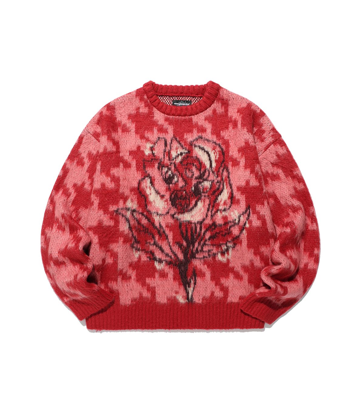 나이스고스트클럽(NICEGHOSTCLUB) HOUNDSTOOTH DEVIL ROSE KNIT_PINK(NG2FFUK600A)
