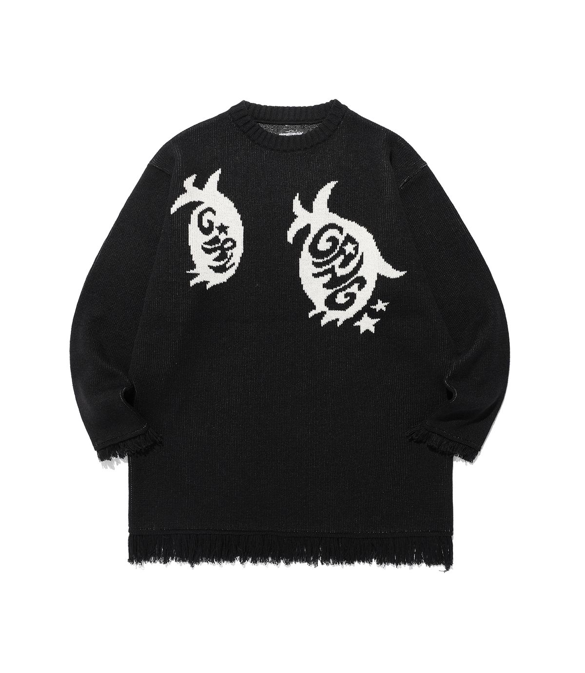 나이스고스트클럽(NICEGHOSTCLUB) GIRL GANG EYES FRINGED KNIT_BLACK(NG2FFUK602A)