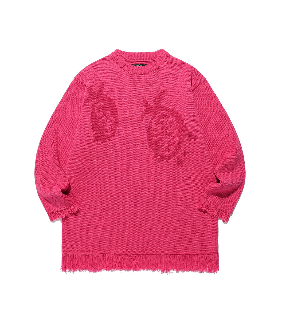 나이스고스트클럽(NICEGHOSTCLUB) GIRL GANG EYES FRINGED KNIT_PINK(NG2FFUK602A)