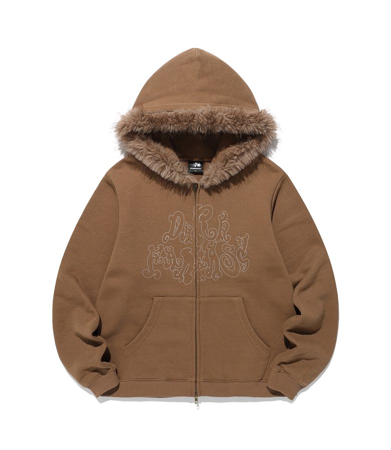 DARK FANTASY FUR HOODIE ZIP UP_BROWN(NG2FFUM491A)