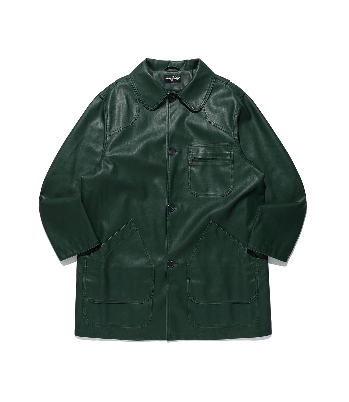 나이스고스트클럽(NICEGHOSTCLUB) PU LEATHER WORK CAR COAT_GREEN(NG2FFUB840A)