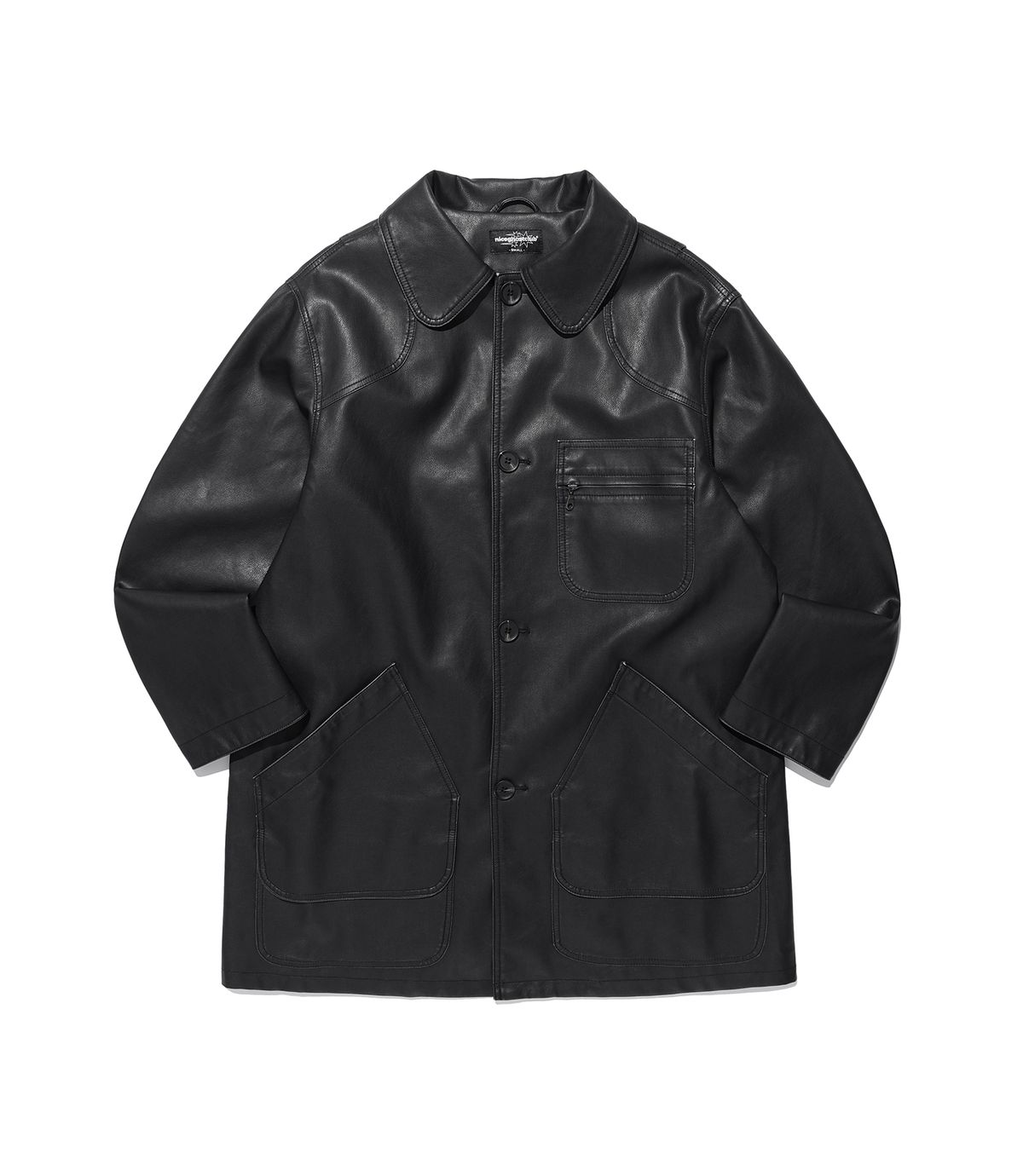 나이스고스트클럽(NICEGHOSTCLUB) PU LEATHER WORK CAR COAT_BLACK(NG2FFUB840A)