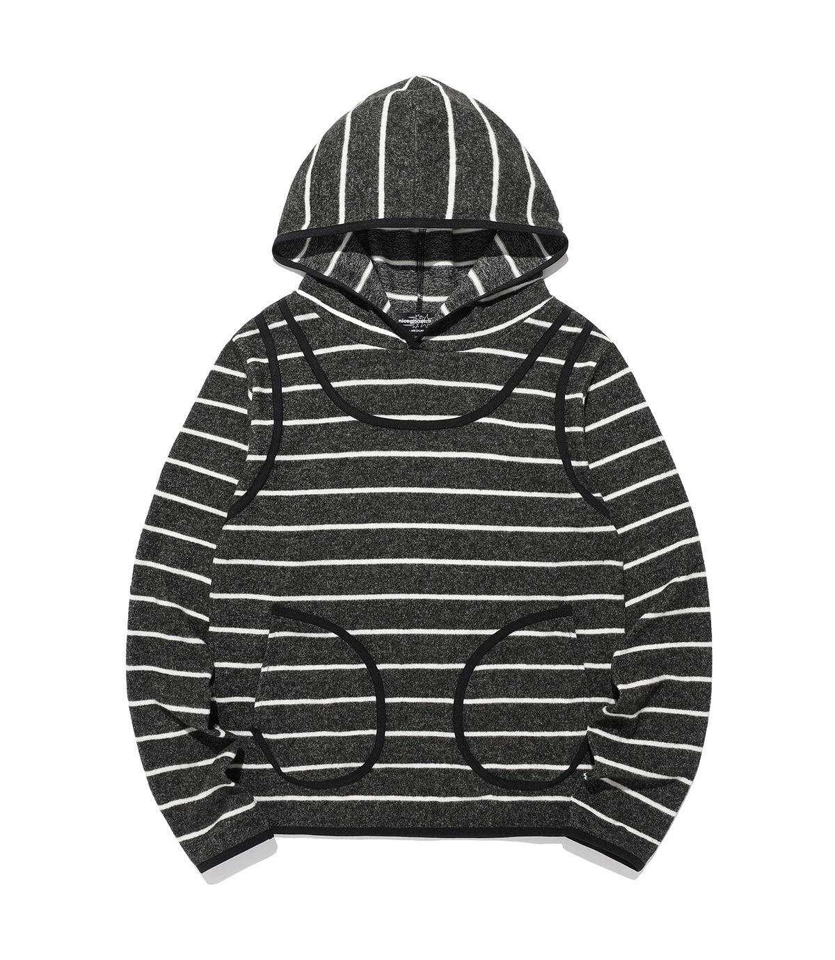 나이스고스트클럽(NICEGHOSTCLUB) STRIPE SLEEVELESS HOODIE_CHARCOAL(NG2FFFM401A)