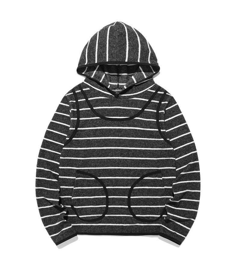 STRIPE SLEEVELESS HOODIE_CHARCOAL(NG2FFFM401A)