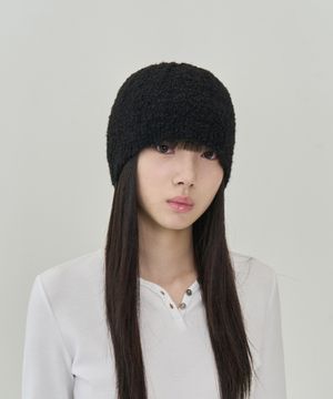 헤어리 니트 비니 (BLACK)