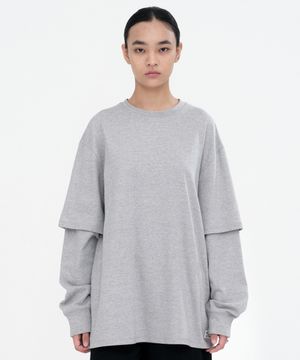더블 슬리브 티셔츠 [멜란지 그레이]