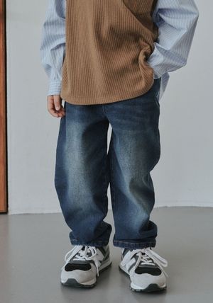 BZ53PT01BU 블루 워싱 데님 배기 팬츠