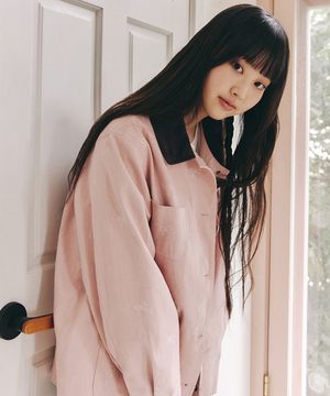 RIBBON EMBROIDERED WORK JACKET_PINK