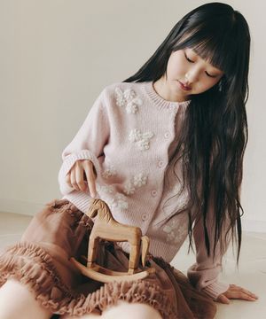 FLOWER STITCH CARDIGAN_LIGHT PINK
