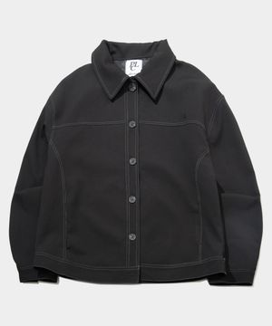 워싱 스티치 배색 싱글 카라 포멀 자켓 [차콜]