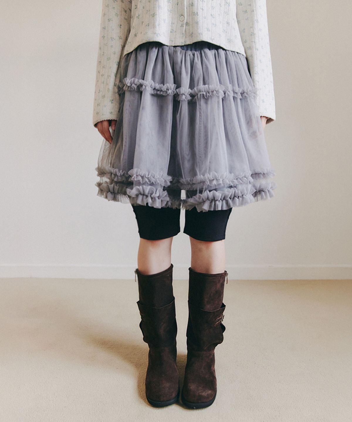 셀리테일즈(CELITAILS) MESH FRILL TUTU SKIRT_CHARCOAL