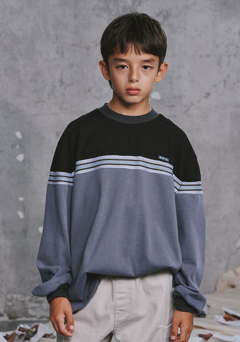 AZG3TS06BK 블랙 컬러블럭 트랙 긴팔티셔츠