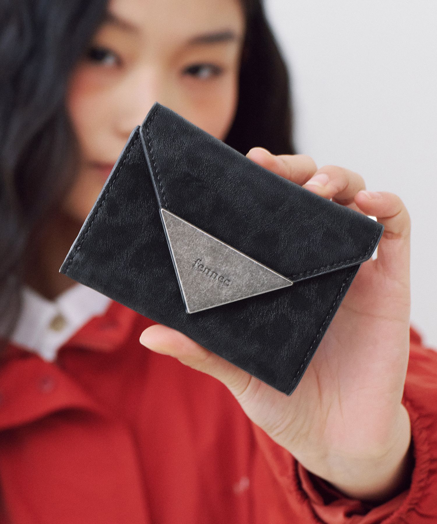 MUSINSA公式 | fennec MATT TRIANGLE WALLET - LEOPARD BLACK