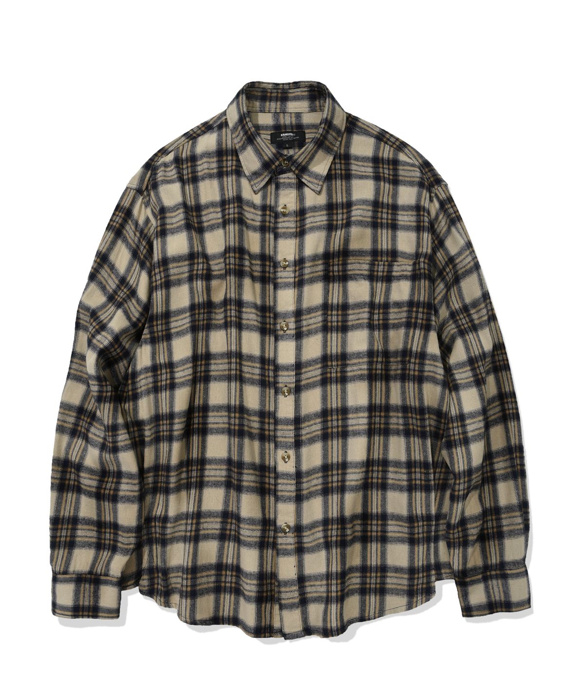 카네이테이(KANEITEI) EASY FLOW CHECK SHIRTS (BEIGE)