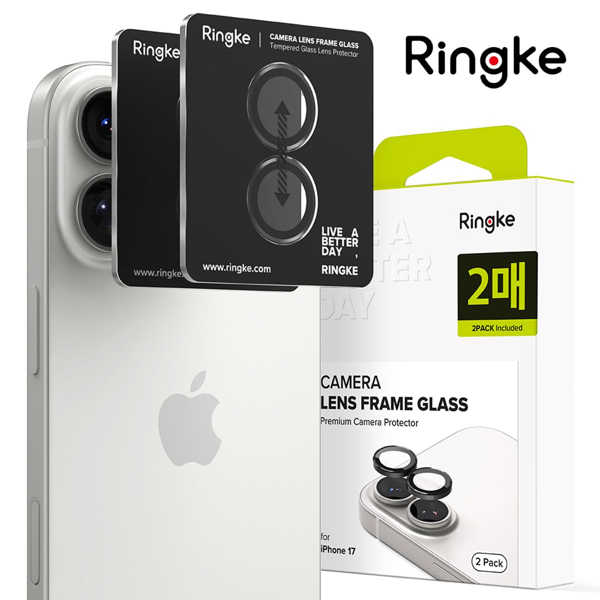 링케(RINGKE) 아이폰17 보호 필름 카메라 렌즈 프레임 강화유리 풀커버 2매