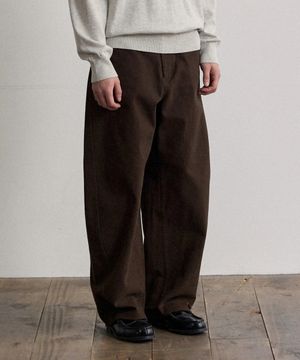 페이디드 커브드 치노 팬츠 - 브라운