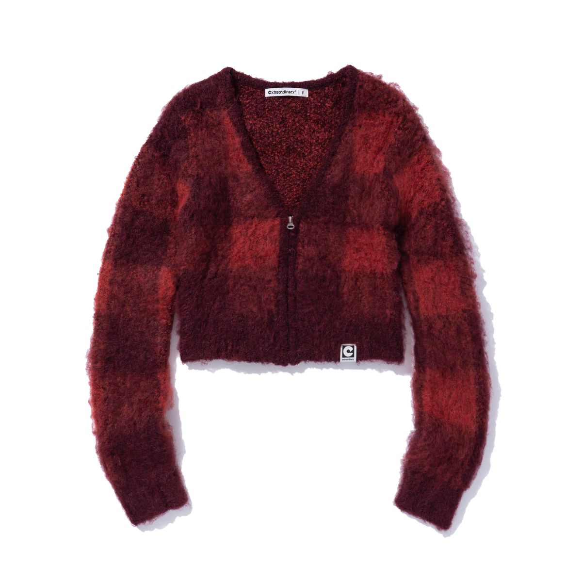 엑스트라오디너리(EXTRAORDINARY) W BLOCK CHECK ZIP UP CARDIGAN RED