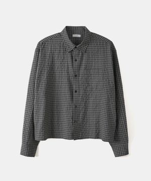 빈티지 크롭 체크 셔츠 - 차콜