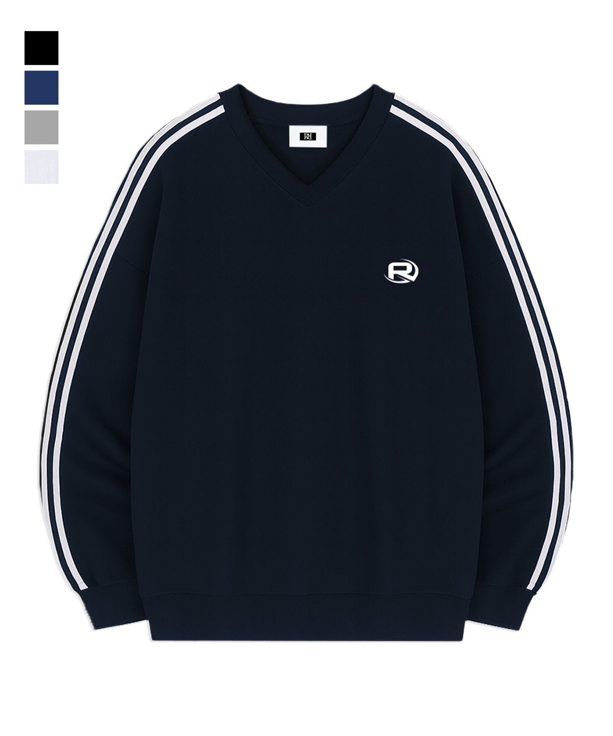 랜덤오프(RANDOMOFF) ROF ESSENTIAL SPORTY TRACK V-NECK OVER FIT SWEATSHIRT (4color)